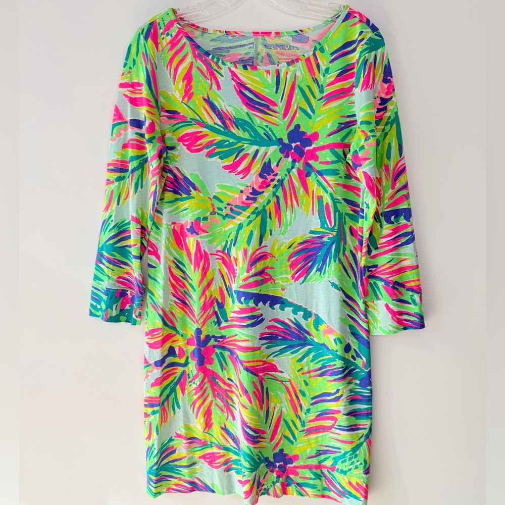 LILLY PULITZER Preppy Beach Coastal Tropical Palm Resort Shift Knit Dress SMALL